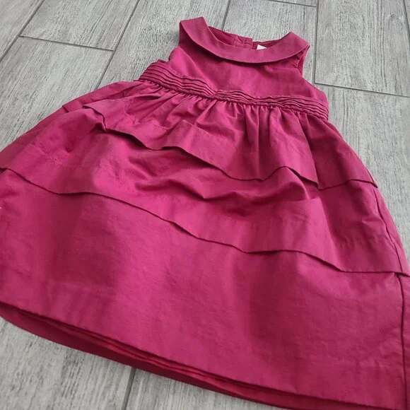 Janie and Jack Toddler Girls Fuchsia Tiered Sleeveless Dress Size 2T - Picture 7 of 11